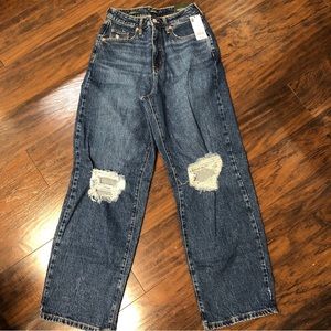 New Women's Super High Rise Distressed Baggy Jeans Wild Fable Size 4